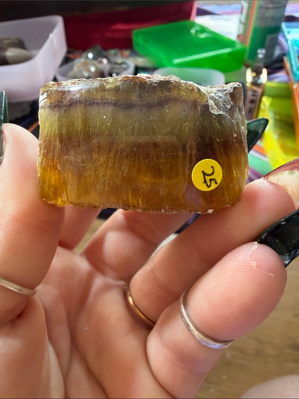 Natural yellow fluorite Brown -Unbranded